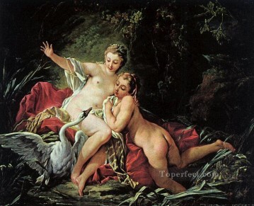 レダと白鳥 フランソワ・ブーシェの古典的なロココ様式 Oil Paintings
